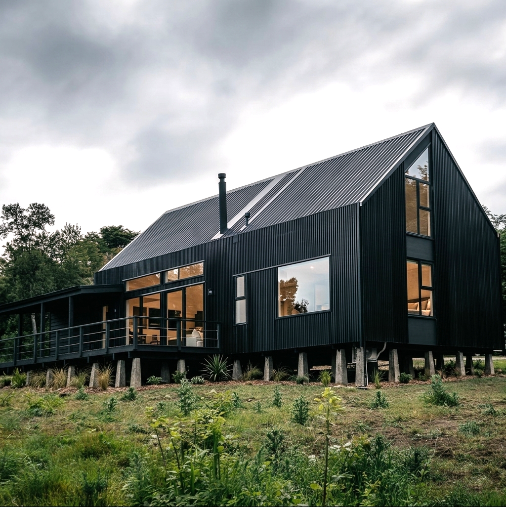 Casa Leonard en Chiloé al atardecer